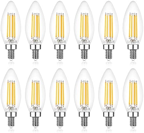 Sigalux B10 2700K Мек Бял, Крушки за свещи с нажежаема жичка тип B, Изброени в UL, 12 опаковки и E12 Led Крушки 60 W, B10 5 W Прозрачни 2700k 12 опаковки