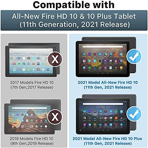 Калъф KuRoKo за чисто нови таблети на Fire HD 10 и Fire HD 10 Plus (съвместим само с 11-то поколение на издаване 2021) - Ultralight тънък калъф-поставка с автоматична функция за събуждане / сън