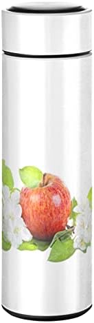 Термос Чаша 17 унции Вакуумно Чаша Бутилка За Гореща Вода от Неръждаема Стомана, Без BPA Случайна Чаша Ябълка и Бели Ябълка Цветя