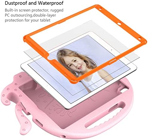 Калъф за таблет, Защитен калъф, Калъф за таблет Детски Калъф, Съвместим с iPad 10.2 (2021/2019) с дръжка-броня | Защитна стойка за защита от деца Калъф за таблет Eva устойчив на удари Лек, защитен от падане (Цвят: P