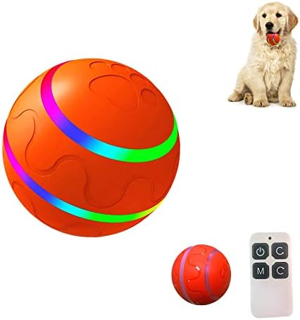 Умни Интерактивни Топки за кучета CARETHYS, Автоматично Се Подскачащи и Въртящи топката с подсветка, Включва в себе си Набор от сменяеми втулки, която се презарежда чрез USB