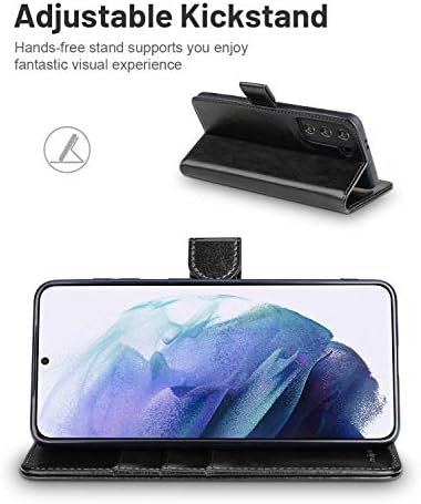 Калъф е Съвместим с чантата Galaxy S21 Plus 5G, калъф-награда от изкуствена кожа с панти капак-фолио с притежателите на карти, RFID-Принудителна поставка [Противоударная вътрешна обвивка от TPU], калъф за телефон 6,7