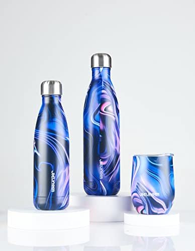 Бутилка за вода от неръждаема стомана с изолация JIELINGER -Вакуум термос с двойни стени на 25 унции - Множество метална бутилка за вода - Запечатани спортна колба, не съдържа BPA (С плавни светлини, голям)