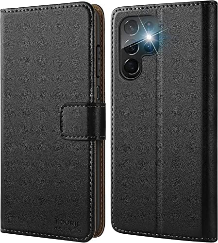 Серия HOOMIL MagFlip, разработена за Samsung Galaxy S22 Ultra Case, Кожен калъф-портфейл Премиум-клас с панти капак и държач за карти - Черен