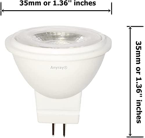 Anyray 3-електрически Крушки 3 Watt LED MR11 12-Волтови и Оптични Коледна Елха Крушка, равна на 10 W 12 (топъл бял)