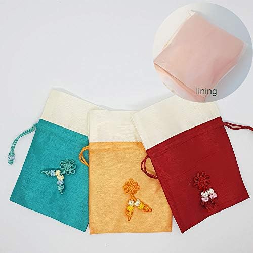 (Пакет от 6) Корейската Традиционна чанта на Късмета си, Чанта за Бижута, Чанти за Монети, Подарък Тъканно опаковка