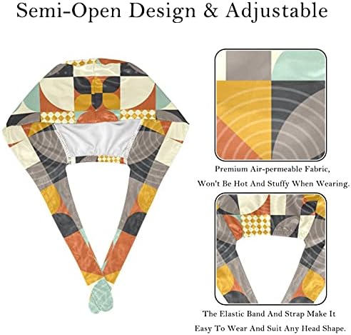2 Опаковки от Многоцветни Работни шапки за еднократна употреба с мозайки Геометрична Форма и спортна лента за Жени и мъже, шапчица-Тюрбан с начесом