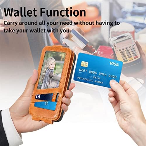 Шарнирен калъф за мобилен телефон Samsung Galaxy A04e, една Чанта-портфейл, Кожен калъф Премиум-клас С Вградени отделения за кредитни карти и пари в брой, Панти калъф с магни
