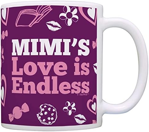 Това облекло е Подарък за Деня на майката за любов Мими-Безкраен Забавен подарък Кафеена Чаша Чаена чаша Лилав цвят