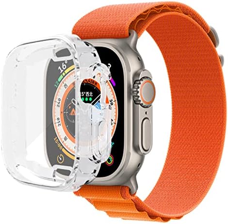 Yrzper е Съвместим с защитен калъф Apple Watch Ultra 49 мм от мек TPU покритие, защищающим екрана от надраскване, устойчив на удари калъф за Apple Watch Ultra 49 мм (прозрачен + черен)