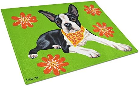 Дъска за рязане на стъкло Carolin's Treasures AMB1385LCB Cosmo Cutie Boston Terrier Голяма Декоративна Дъска за Рязане от Закалено Стъкло за сервиране на Ястия Дъска за Рязане Голям размер,