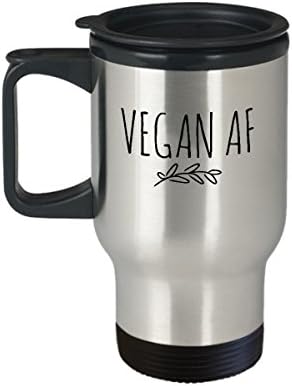 Веганская Чаша за пътуване - Вегетариански AF Mug - Веганские Забавни Чаши - Чаша За веганского кафе От неръждаема стомана, 14 грама