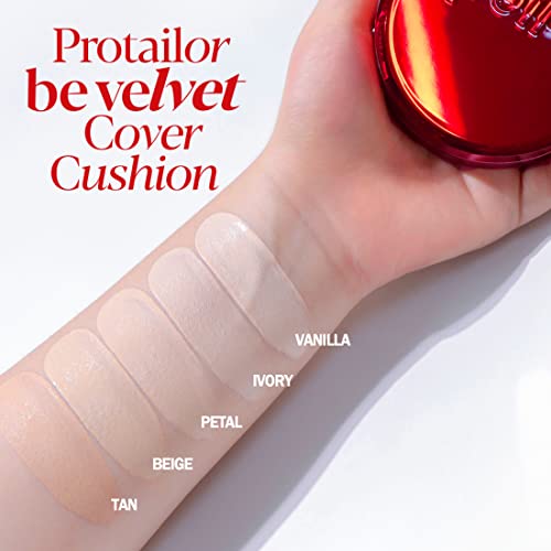 ESPOIR Pro Tailor Be Velvet Cushion SPF34 PA ++ 2 Слонова кост (13 г + 13 г за попълване) | Отличен дълготраен ефект, който излиза извън рамките на възглавници | Лека Матирана основа за пълно покриване на кожата Cushion