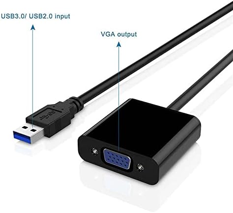 Адаптер USB 3.0 VGA Адаптер BOWONG USB 3.0/2.0 за VGA 1080P (мъжки към женски), Кабел конвертор външна видео карта с няколко монитора за Windows 10/8.1/8/7/XP