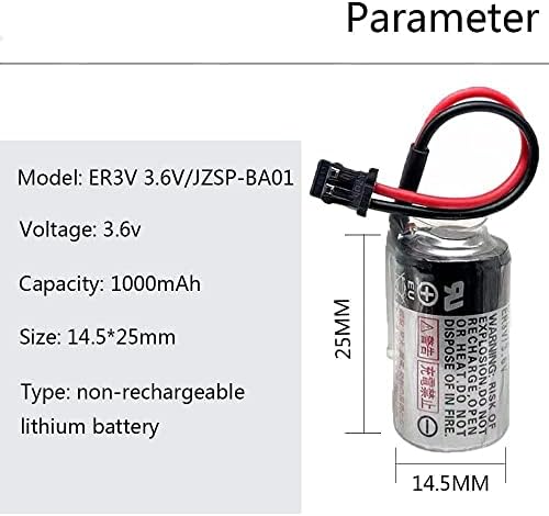 XIAOXX (80 бр.) Литиева батерия ER3V 3,6 ЗА 1000 mah с АД, която е Съвместима с JZSP-BA01 R88A-BAT02W (черен конектор)