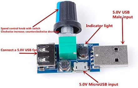 DC 5 v USB Вентилатор безстепенно Регулатор на Скоростта Регулатор с Превключвател на Скоростта Модул Вход за Постоянен ток от 4-12 до 2,5-8 В 5 W
