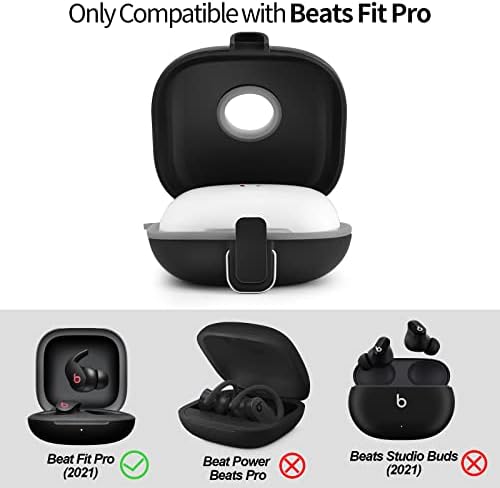 Калъф Beats Fit Pro, Твърд калъф Filoto Secure Lock за Apple Beats Fit Pro, устойчив на удари Защитен Калъф за слушалки със Защита от Загуба на Дантела, Аксесоари за Ключодържател (Черен)