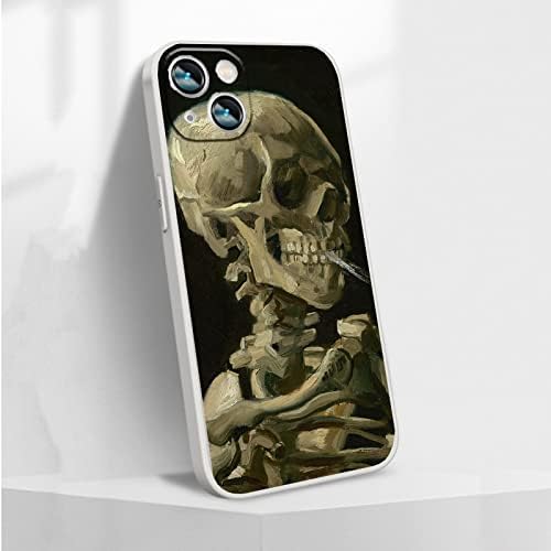 MURLEBAY Стръмен калъф за iPhone 14 за мъже и Жени, за iPhone 14 Калъф за телефон с Черепа на Скелет на Ван Гог устойчив на удари Защитен Калъф За вашия телефон (iPhone 14 (6,1 инча))