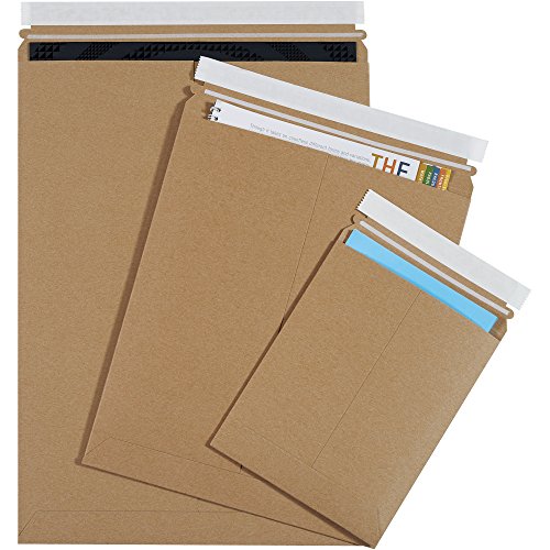 Твърди плоски пощенски кутии марка Stayflats, с размери 20 x 27 инча, пощенски кутии за фото-документи от изработване (опаковка от 50 броя), са затворени на лента, лесно се отварят откъсване лента.