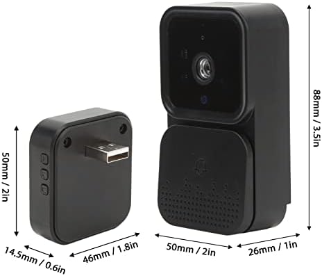 Безжична Камера за Видеодомофон, Безжично Дистанционно 2-Лентов Аудио Интелигентна HD WiFi Камера на Крилото Разговор за Домашна Сигурност Черен