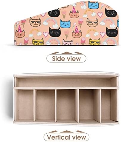 Кутия за Съхранение на Дистанционното Управление Happy Cat Pattern от Изкуствена Кожа, Многофункционален Настолен Органайзер за Притежателите на Конзоли за дистанционно управление на Телевизор