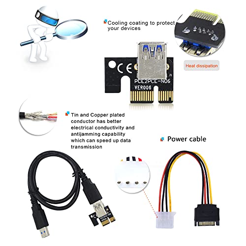 1 бр. PCI-E Странично 009s/010 Plus Карта PCIE PCI E удължителен кабел USB 3.0 SATA до 4Pin Molex Кабел-адаптер за майнинга Странично Подходящ за видео карти, 3в1 009S Plus