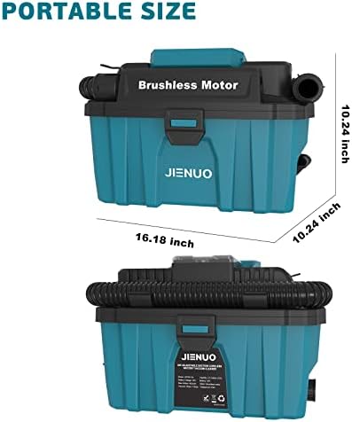 Акумулаторен прахосмукачка JIENUO, съвместим с акумулаторна Makita 18v, 2,5-галлонный Бесщеточный HEPA-филтър за мокро/сухо почистване, преносим прахосмукачка за дома, колата и работилница (батерия в комплекта не са