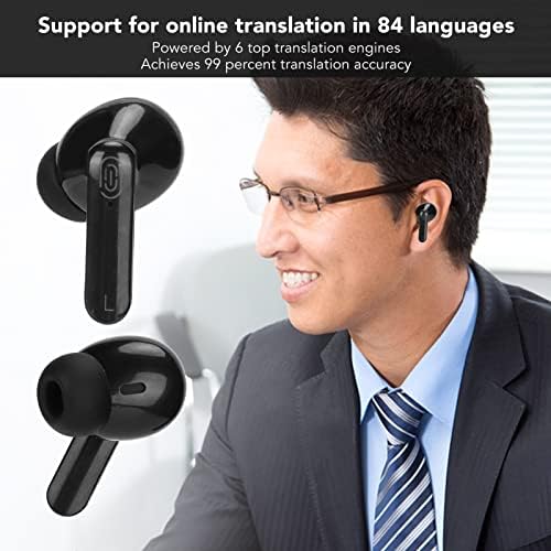 Слушалки-Преводачи, Устройството Преводач Bluetooth 84 Език, Умни Слушалки-Преводачи на Глас, за Пътуване, Обучение, Бизнес, Черен (Black)