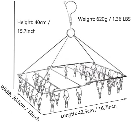 Сгъваема закачалка за сушене на чорапи WudTus, 36 Скоби, Компактна Сушилня от Неръждаема Стомана, Бельевая въже с колышком за чорапи, бельо, детски облекла и бельо от фин