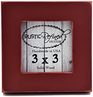 Рамка за снимки в селски и изискан стил 3x3 от масивно дърво Made in USA с рамката на 1 инч (Колекция Галерия) - Barn Red