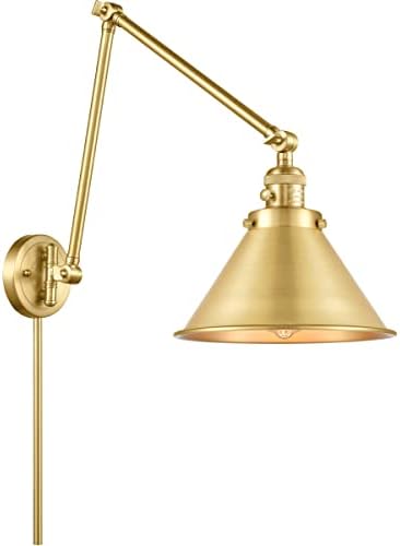Иновативно осветление Briarcliff 10Satin Gold LED с Двойно Повратна за монтиране на стена и абажуром Сатен, Злато