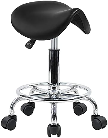Стол-седло KKTONER с Поставка за крака Изкуствена Кожа, Отточна тръба на шарнирна връзка Регулируема Стол, количка, Стол за интериора на лицето (Черен)