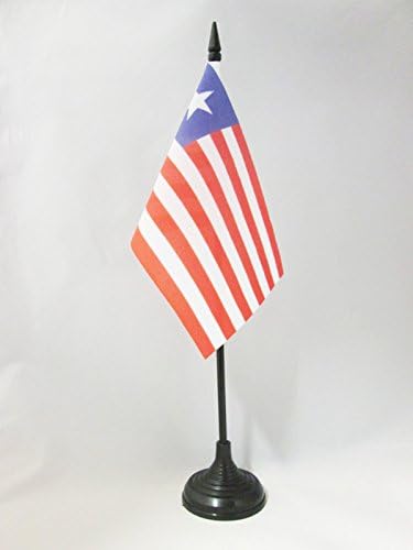 AZ FLAG Тенис на Флаг на Либерия 4 x 6 - Тенис на флаг на Либерия 15 x 10 см - Черна Пластмасова Пръчка и Основата на