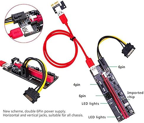Съединители най-Новият VER009 USB 3.0 PCI-E Странично VER 009S Express 1X 4X, 8X 16x Удължител pcie Странично Преходна карта SATA 15pin на 6 pin Power - (CN, цвят: 01)