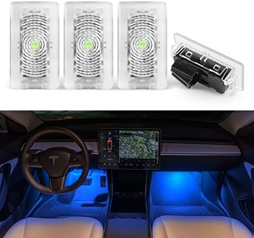 Комплект led лампи за вътрешно осветление Farmogo Tesla Model 3/Y/ S/X, ультраяркие, Лесно сменяеми фарове за багаж, багажник, отвора на люка, кладенец за краката, аксесоари Tesla (4 опаковки / Синьо)