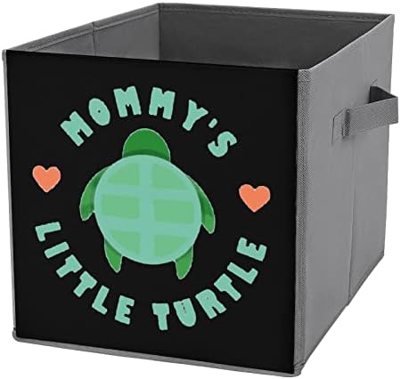 Love Mommy's Little Turtle Холщовые Сгъваеми Кутии За Съхранение, Организаторите на Кубчета, Кошници с Дръжки за Домашния Офис, Автомобил