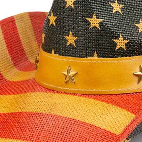 Мъжки или Дамски Ковбойская шапка TOVOSO с Ковбойскими полетата във формата на Американското, Реколта Звезди и Ленти