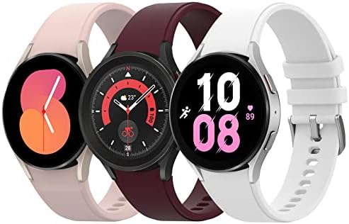 Galaxy 5 Watch Band 44 мм 40 мм /Watch 5 Pro Bands 45 мм, Съвместим с Samsung Galaxy Watch 4 Band 40 мм 44 мм/Класически 42 мм и 46 мм, за Жени И мъже, Силиконови 20 мм Спортни въжета, набор от ремъците, Без разлика
