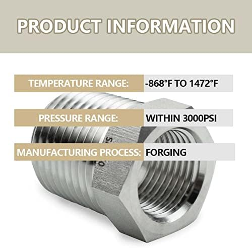 SANATO 3 Бр Фалшиви Шестостенни Втулка От Неръждаема Стомана 304, 3/8 NPT За мъже x 1/4 NPT За жени, Фитинги за тръби, Адаптер за маркуч За тежки условия на работа
