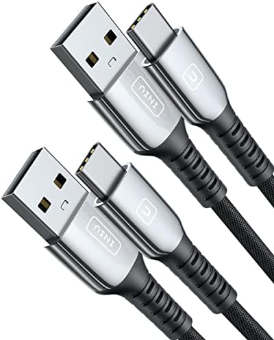 USB кабел C, INIU 3.1 A [2 опаковки 6.6 фута] Кабел CoolZinc QC 3.0 за бързо зареждане от USB A до Type C-кабел за пренос на данни в найлонов оплетке Type-C, зарядно за Samsung Galaxy S21 S22 Note 10 iPad Pro LG Google
