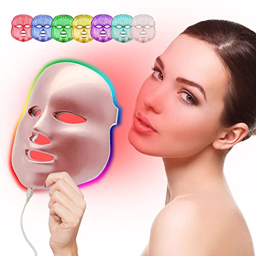 WQU 7-цветна маска за красота, Синя и Червена Маска за намаляване на Подпухналостта на лицето, Тъмни кръгове, Стягане на кожата, Козметичната грижа