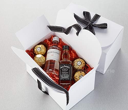 Хейли Cherie - Бял Крафт, кутии за предложения с черни панделки (20 опаковки) - от 6.5 x 4 x 4 - пощенска Картичка с дебелина 400 гориво - за подаръци, партита, Коледа, рождени Дни, шаферките, Сватби