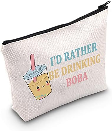 LEVLO Boba Kawaii Косметичка за грим Boba Tea Любовник Подарък, който бих Предпочел да Пие, чанта за грим Boba с цип За Жени и Момичета (Boba Tea Любовник)