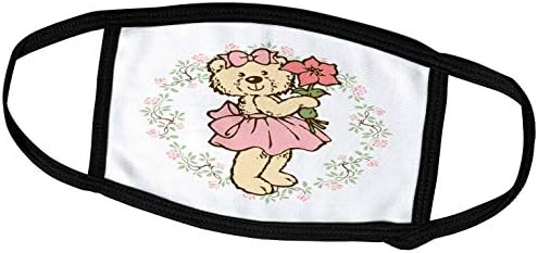 3d Плюшени мечки Раса Биллингтона - Сладко Плюшено мече под формата на цвете, на Фона с Рози - Маска за лице (fm_255181_1)