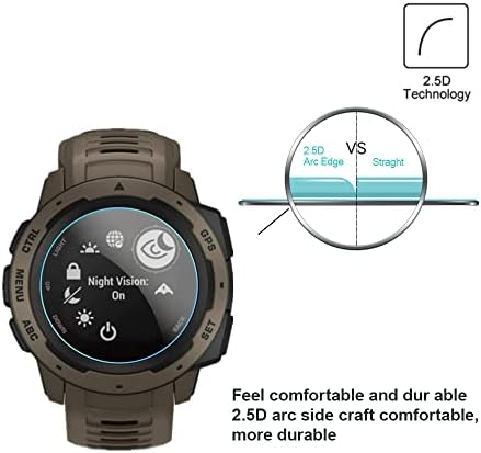 (3 броя) Mihence е Съвместим със защитно фолио Garmin Instinct, защитен слой от закалено стъкло премиум-клас, със защита от надраскване 9H, съвместима с GPS часовник Instinct Tactical Edition
