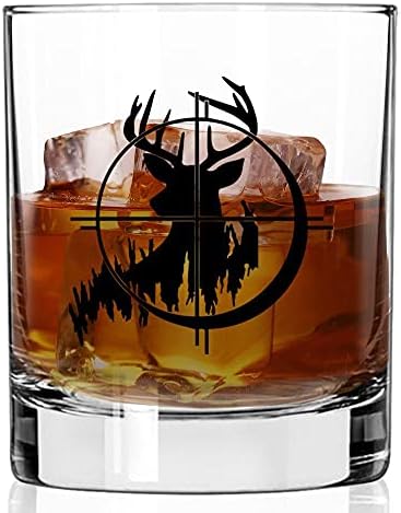 Чаша за уиски, Лъки Shot Deer Scope Tumbler Scotch Glass 11 грама. | Новост, Старомодни Чаши За Уиски | Класически Чаша За Игра в Лоуболл Rocks | Подаръци За пенсионери