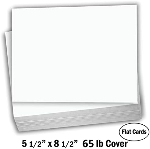 Плътна хартия Hamilco White Cardstock - Празен метален шкаф формуляр за бележки и картички - Поздравителни покани Стационарни 5 1/2 X 8 1/2 , голям тегло 65 килограма, за принтер - 100 о