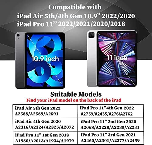 Калъф за iPad HOGENL Бътерфлай за iPad Pro 11 инча 2022/2021/2020/2018/iPad Air 5-ти / 4-то поколение с поставка за моливи и пагон, Сверхпрочный Защитен калъф за момичета - Цветни