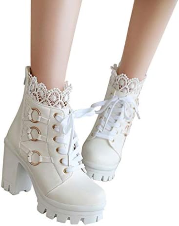 Дамски обувки Leewos На Нисък ток с Квадратни пръсти, Артистична Обувки, Ежедневни Обувки до средата на Прасците, Есенно-Зимни Армейските Обувки, Улични Зимни обувки