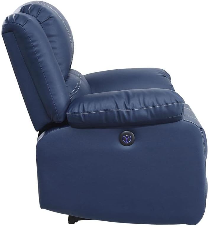 Стол Acme Furniture с електрически люк, обитое изкуствена кожа, с USB порт, синьо